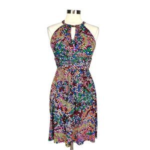 Suzi Chin for Maggy Boutique Womens Multicolor Polka Dot Halter Dress size 4